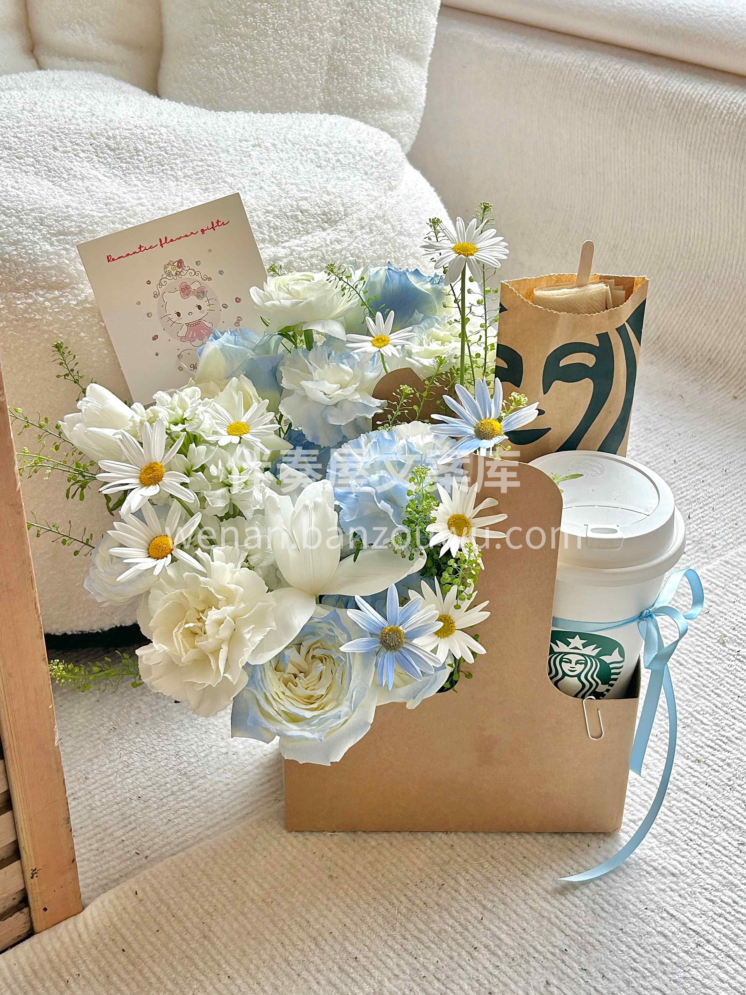 鲜花配奶茶☕浪漫不打烊 把仪式感和幸福感 配图1
