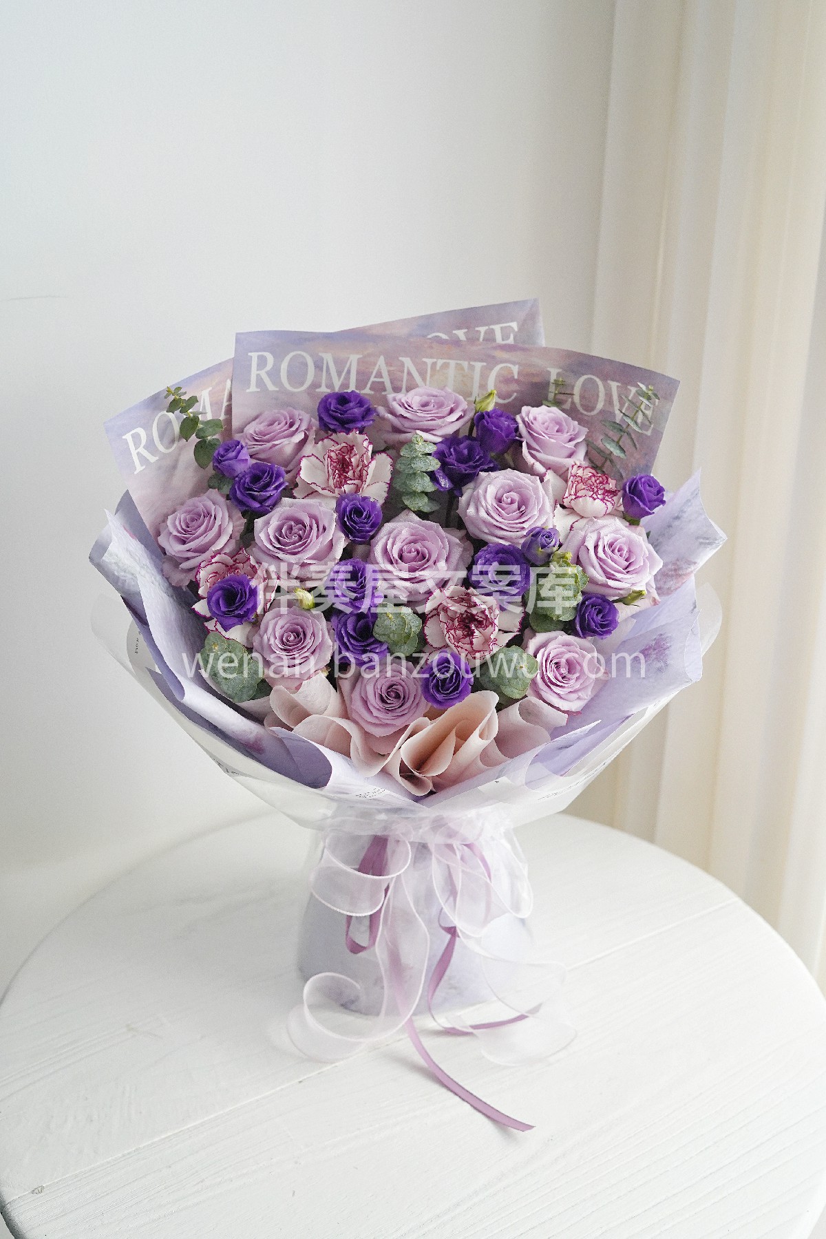 海洋之歌玫瑰花束💐 浪漫真情 🌸珍贵独特 淡紫马卡龙 温柔自 配图3