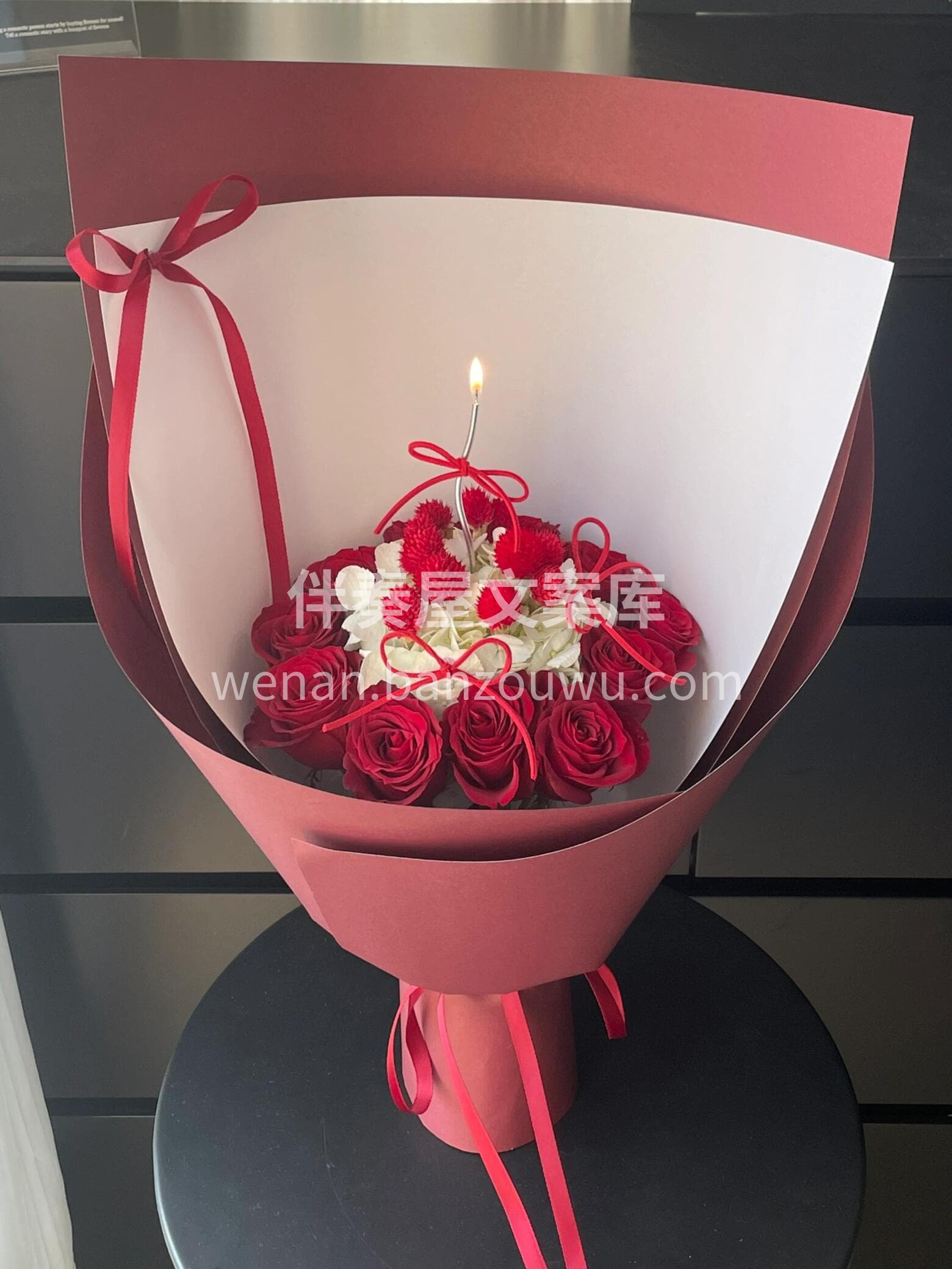 玫瑰赴喜☁️蛋糕传甜🌷 红玫瑰蛋糕花束❤️ 祝每一岁都热烈又 配图2