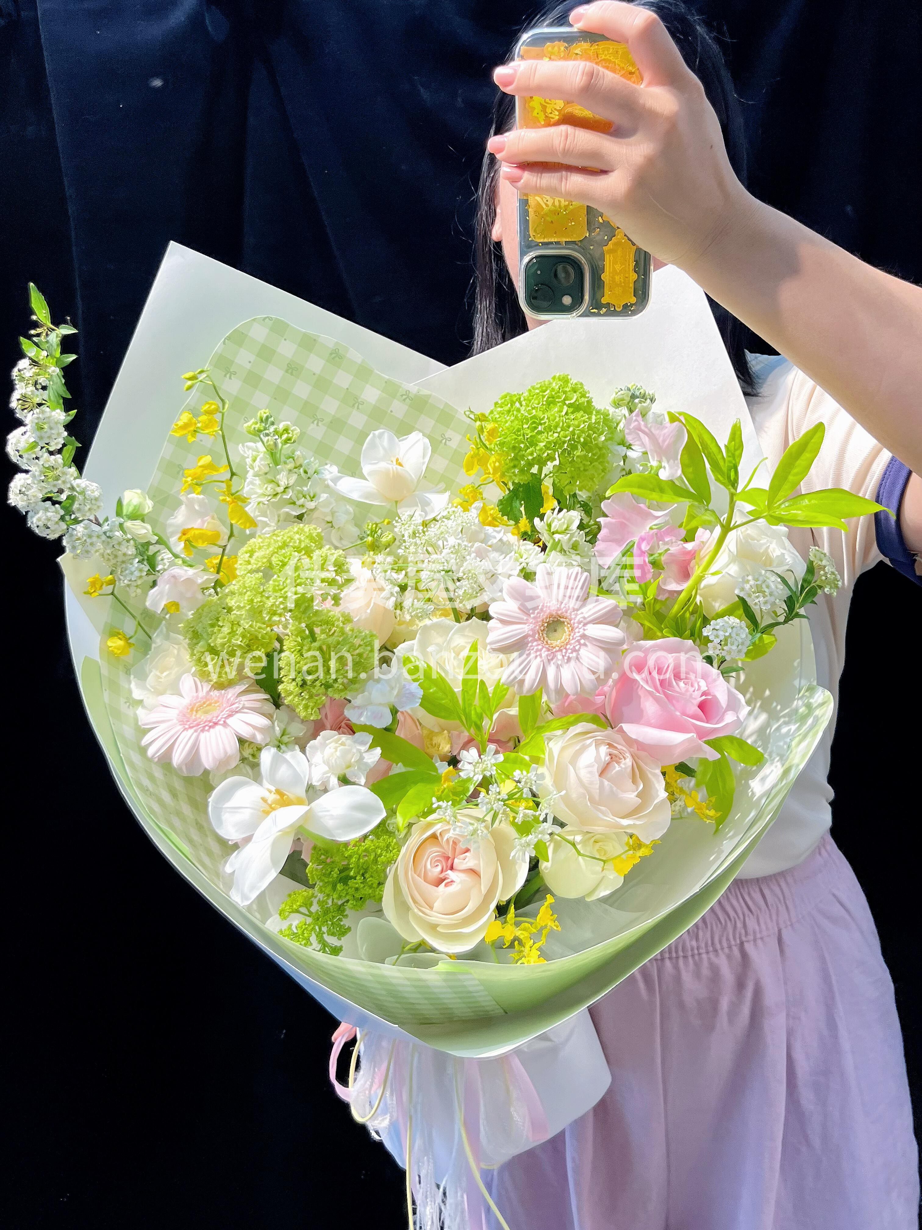 粉绿色系花束💐 自由的风在森林里抓迷藏  配图2