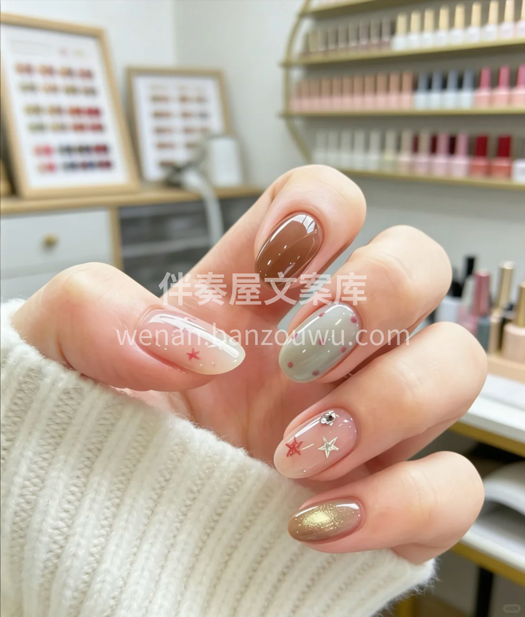 简单好看的星星波点元素美甲💅