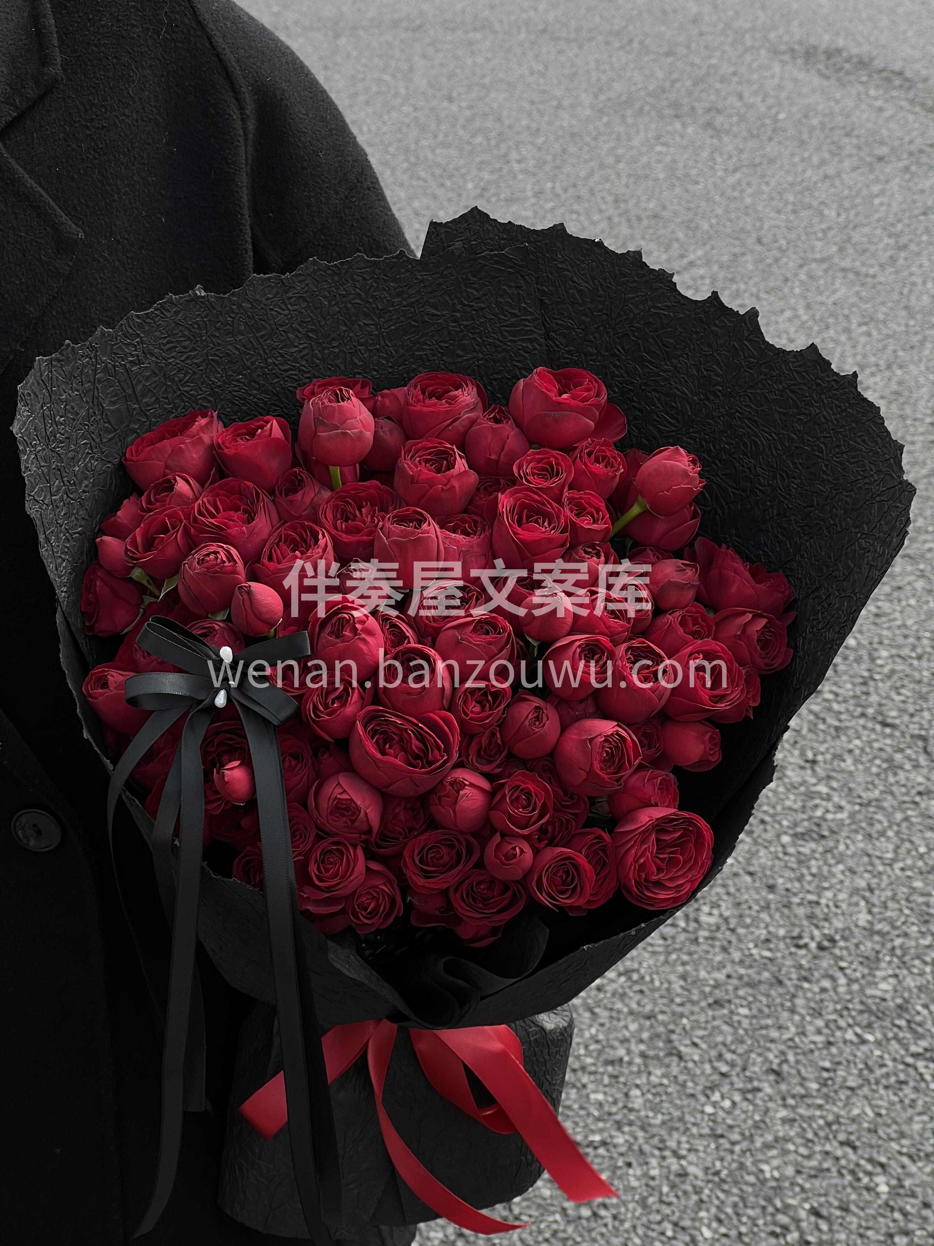 红蕾丝多头玫瑰花束🌹 复古惊艳🖤 浓郁红调❤️自带高级感🍂 配图2