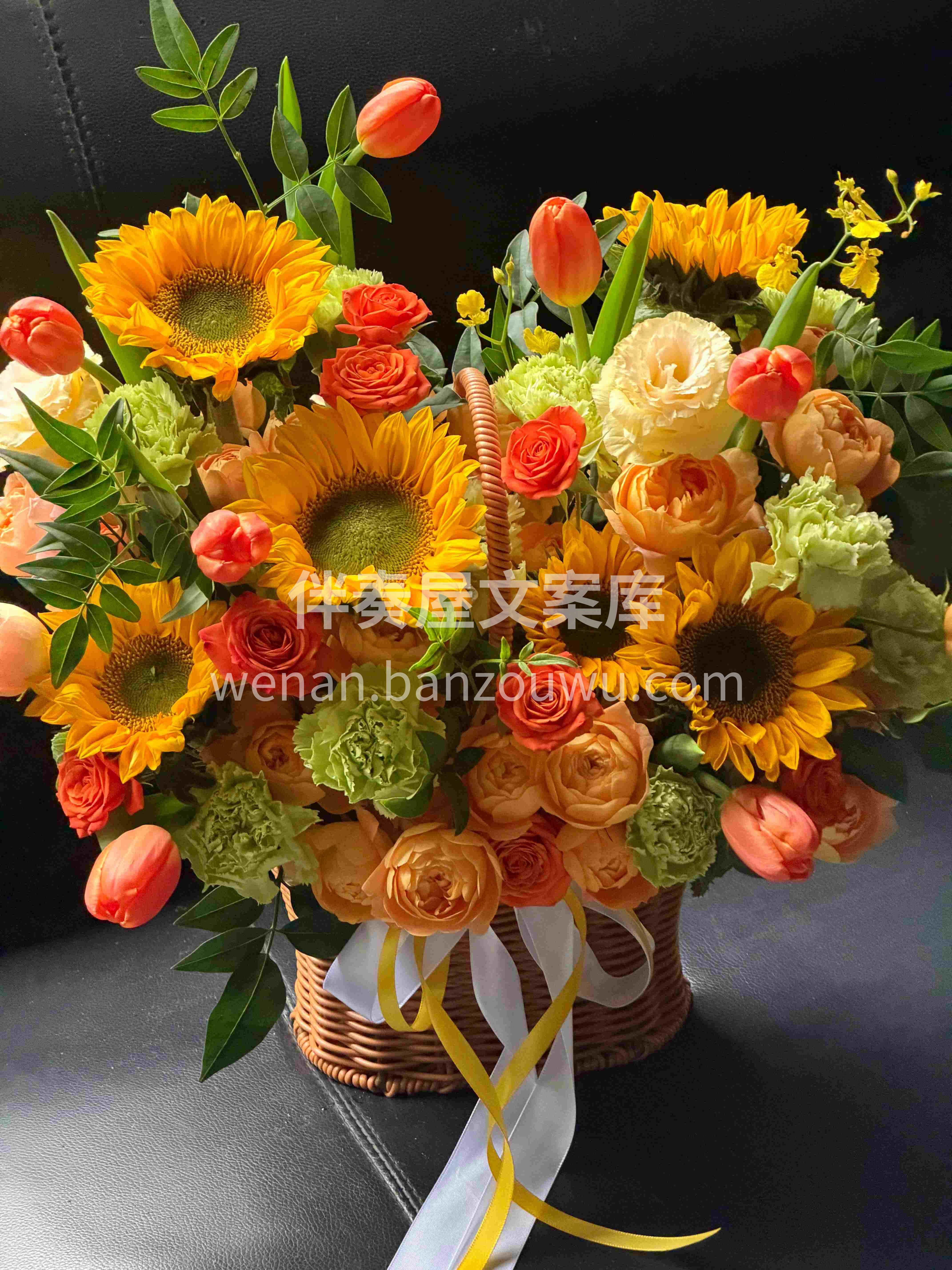 暖色向日葵🌻手提花篮 自带高光滤镜 送谁都很合适的元气礼物🎁 配图1