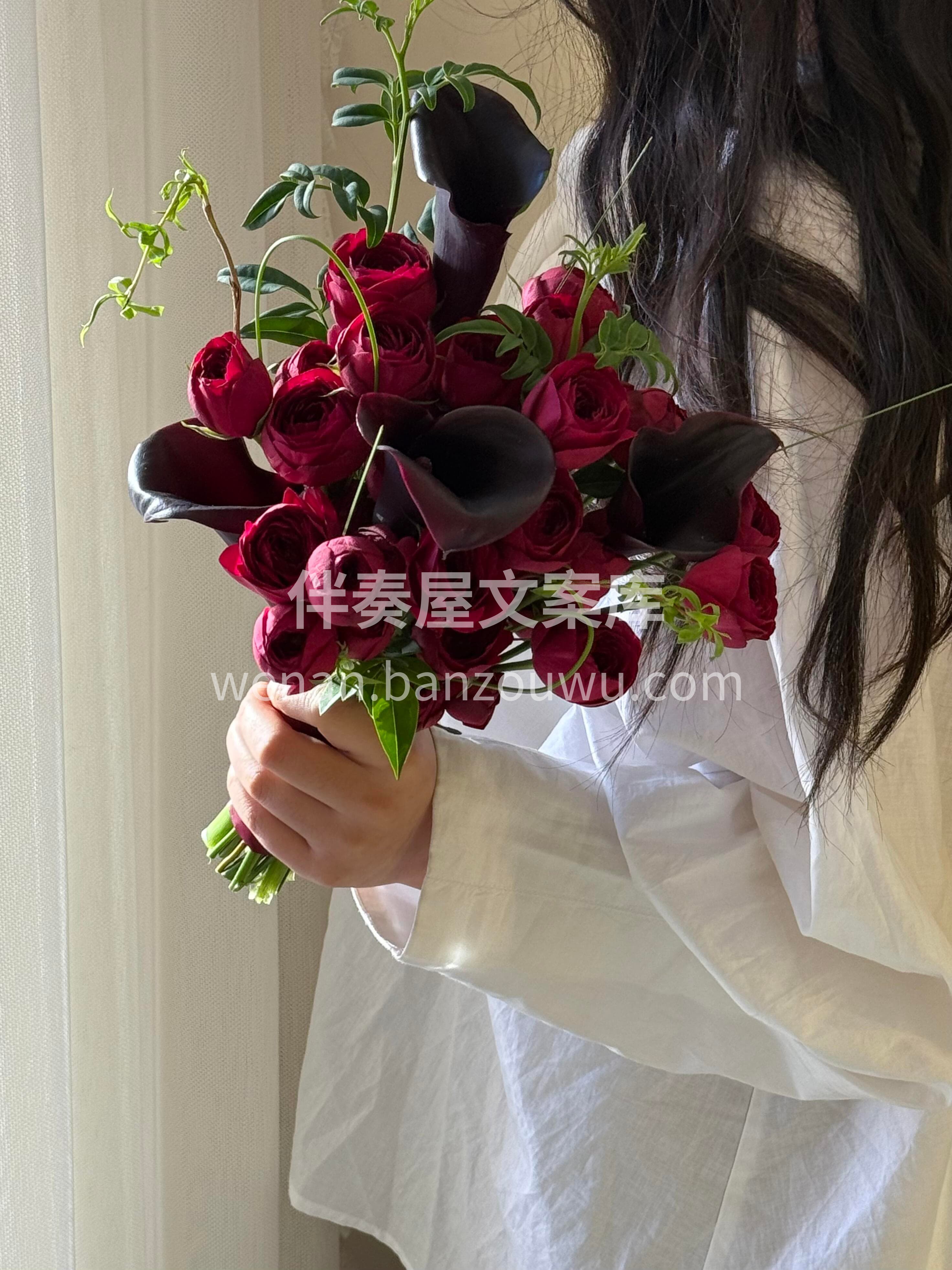 嫁给幸福的女孩又多了一个👸🏻 丝绒质感的玫瑰搭配黑色马蹄莲超 配图1