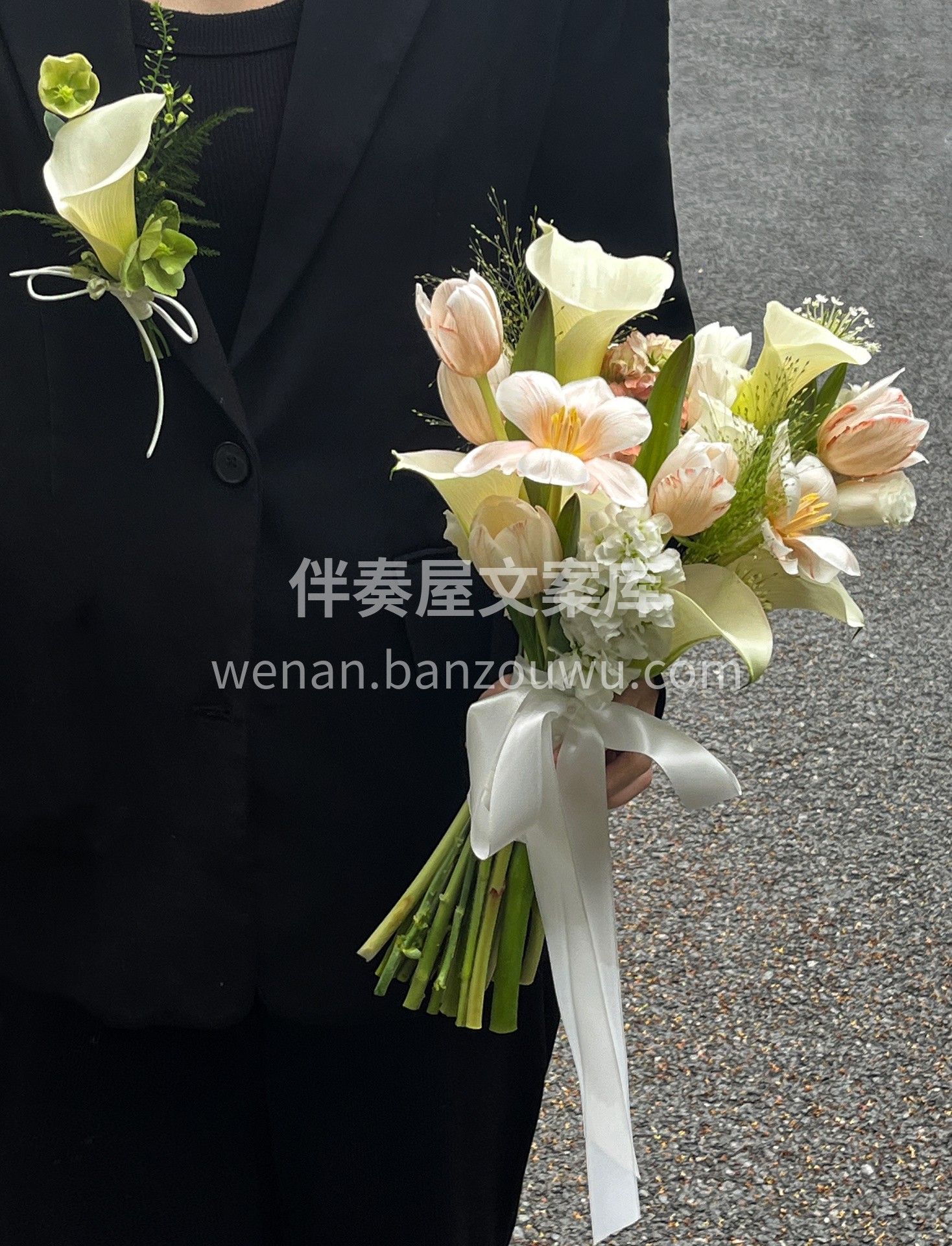 客订手捧胸花 胸花呼应了手捧花💐的形态以及颜色 这样视觉上👀 配图5
