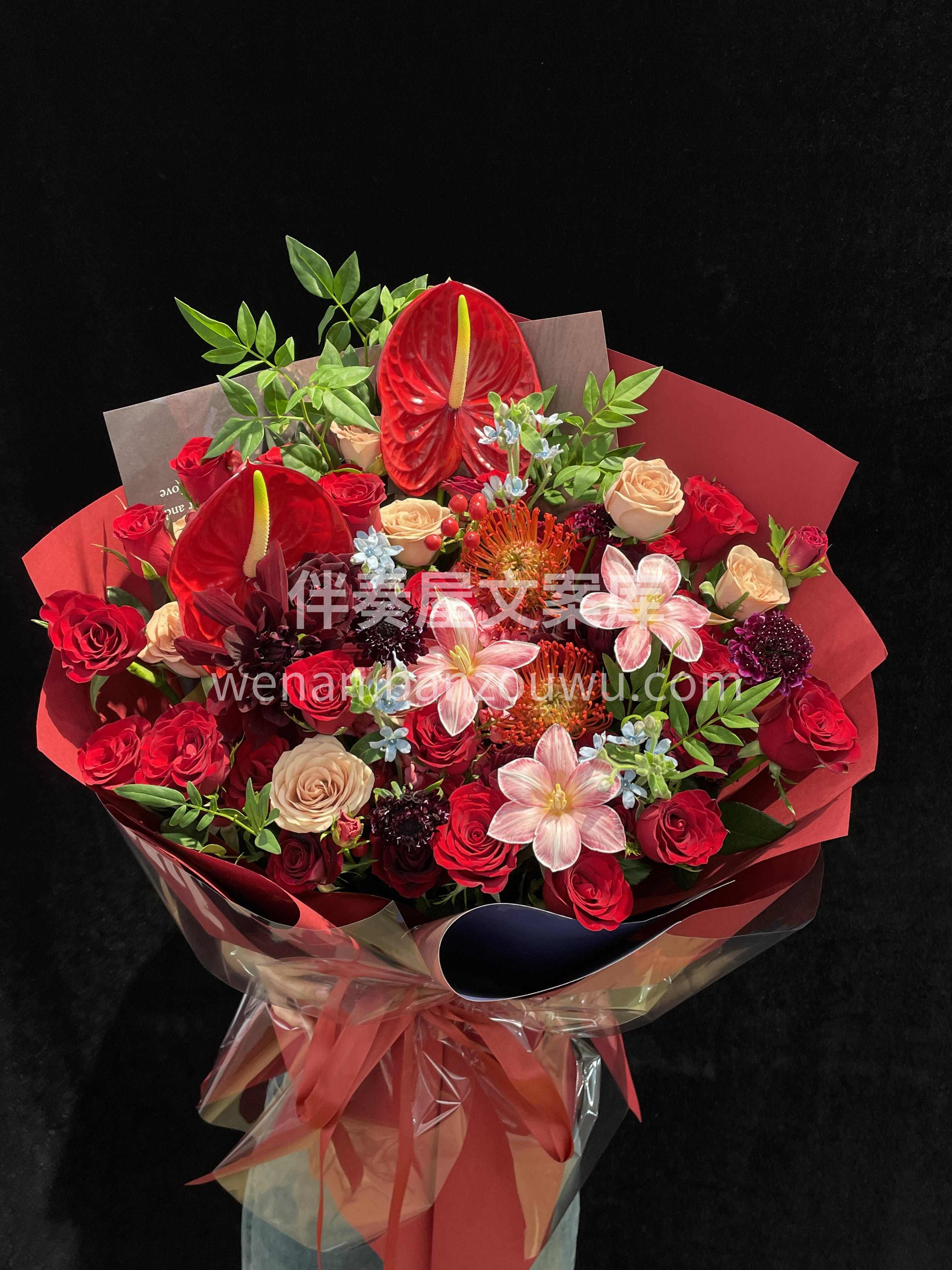 复古红色系花束💐 心之所向❤是幸福的红色 配图1