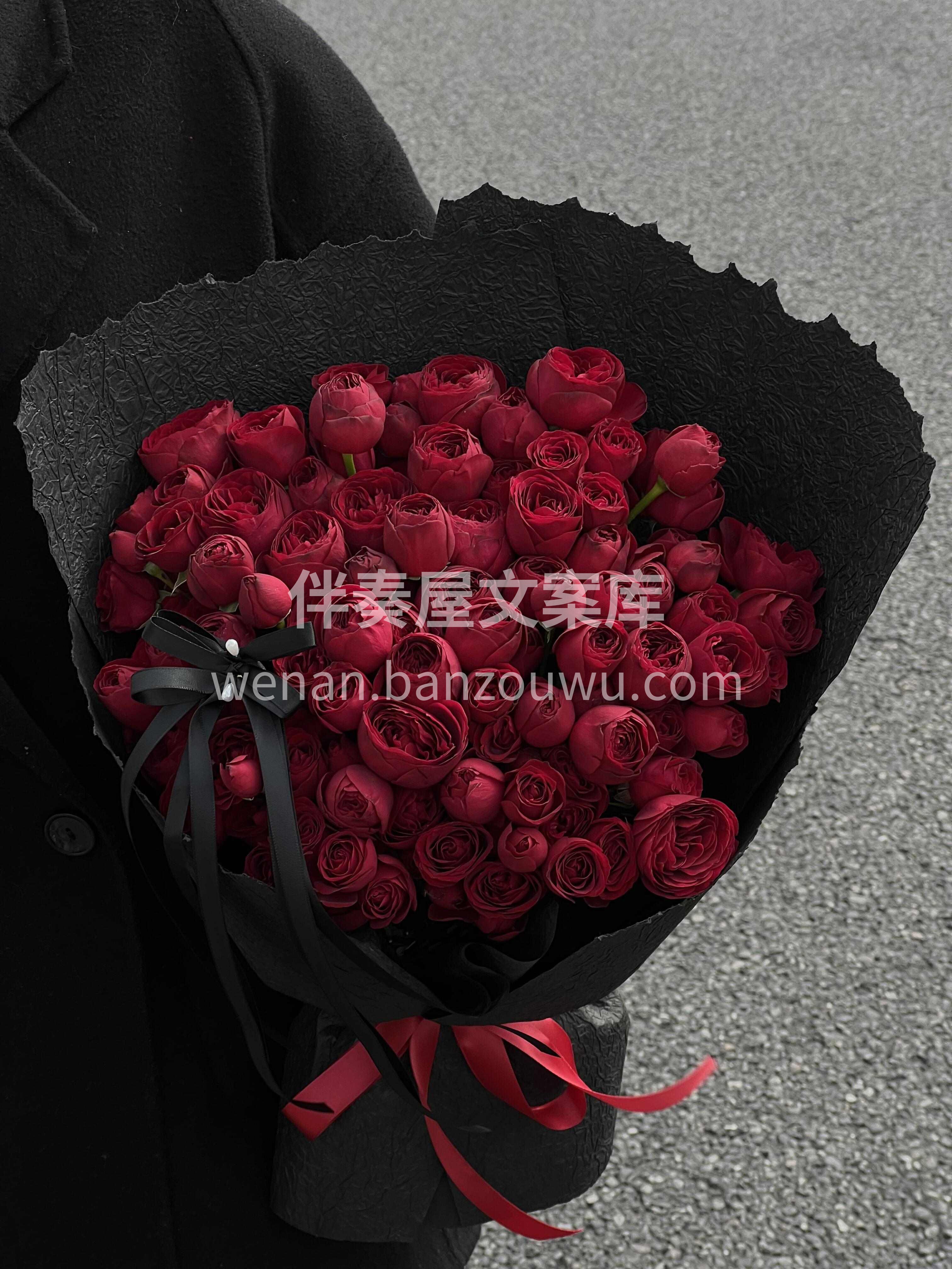 红蕾丝多头玫瑰花束🌹 复古惊艳🖤 浓郁红调❤️自带高级感🍂 配图1