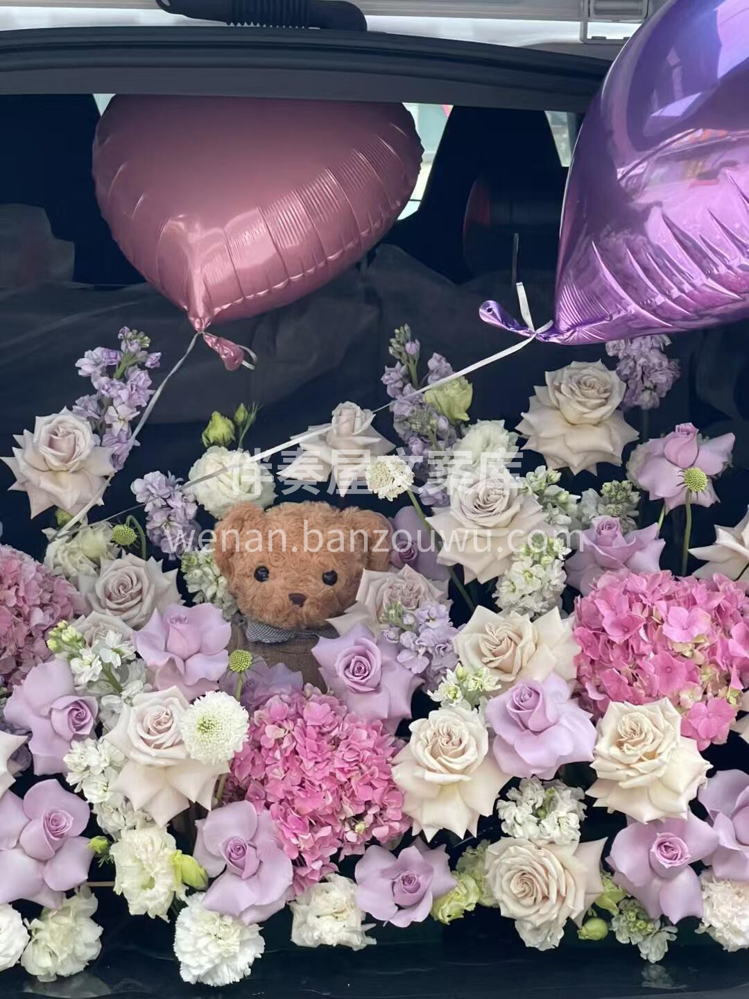 可爱的小熊+鲜花后备箱惊喜布置 看似突如其来的惊喜✨ 都是爱 配图2