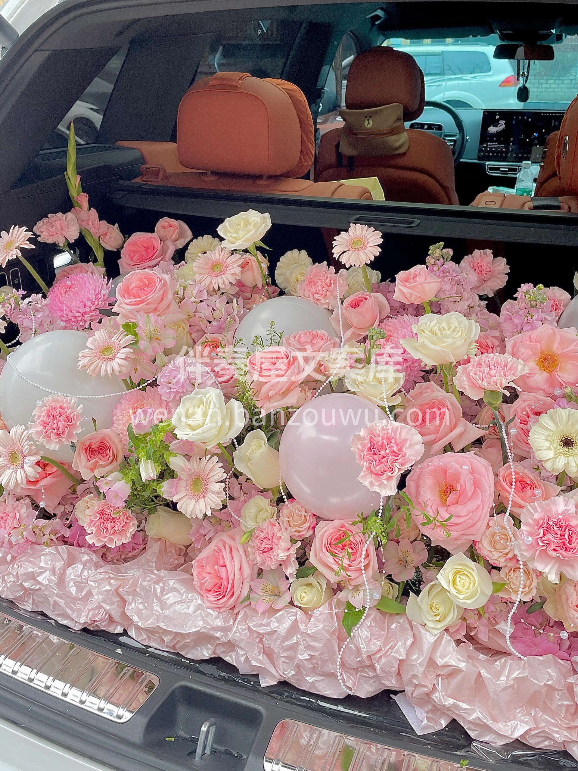 💗🤍粉白色后备箱惊喜布置 好担心被女生提 配图2
