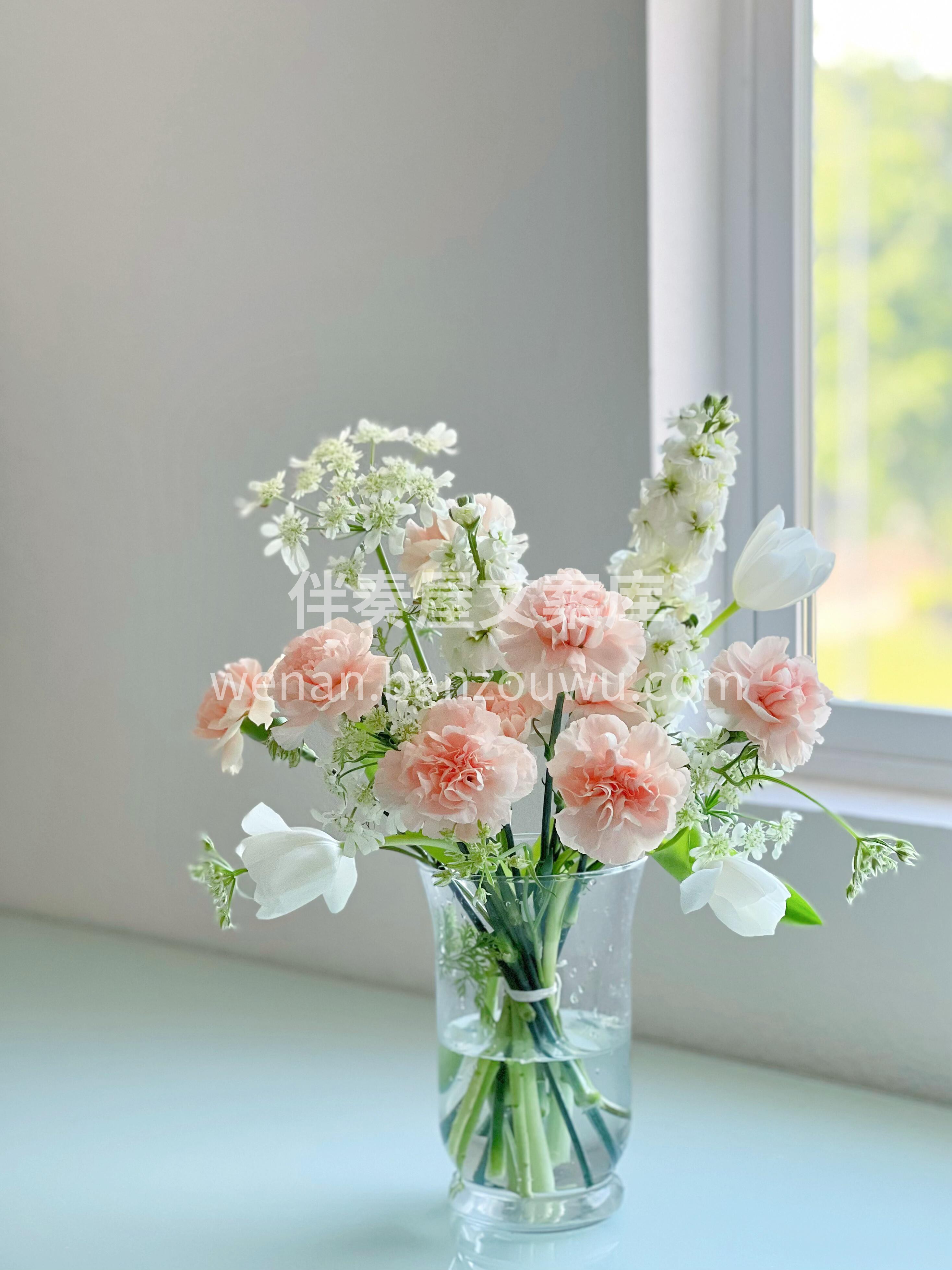 康乃馨母亲节瓶插花🌸 坠入🌿法式的浪漫 爱花如养人 最好的花 配图3
