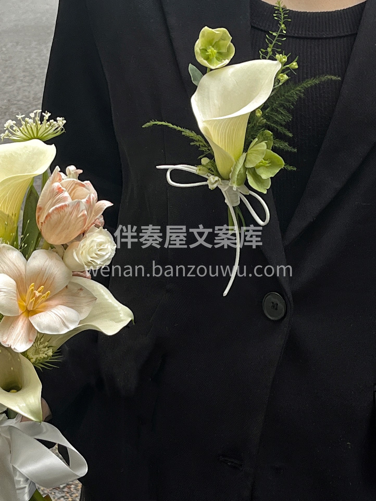 客订手捧胸花 胸花呼应了手捧花💐的形态以及颜色 这样视觉上👀 配图6