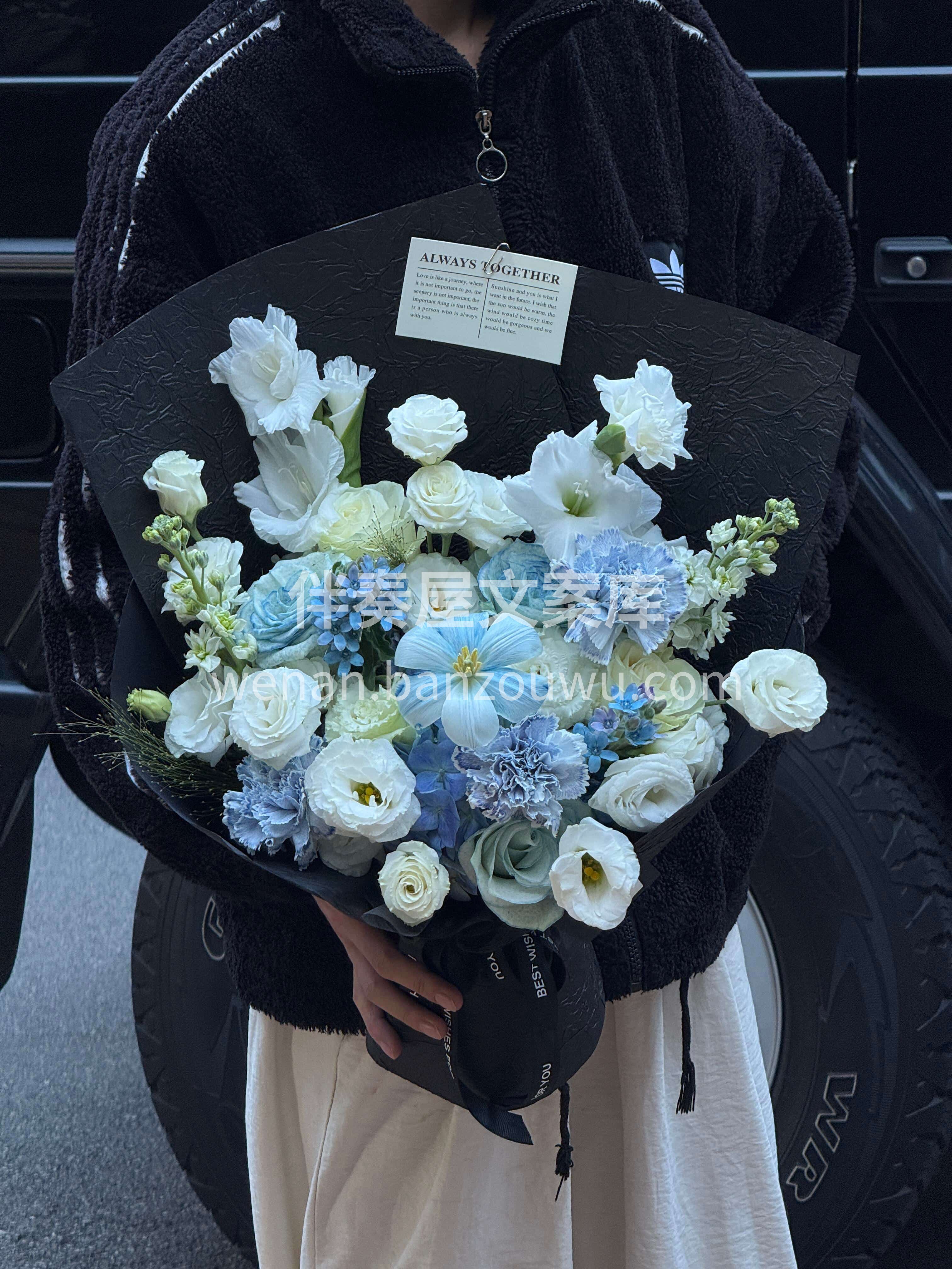 🎂🎂生日惊喜🫧 这束蓝白☁️是专属你的浪漫💙 无关风月❄️只 配图1