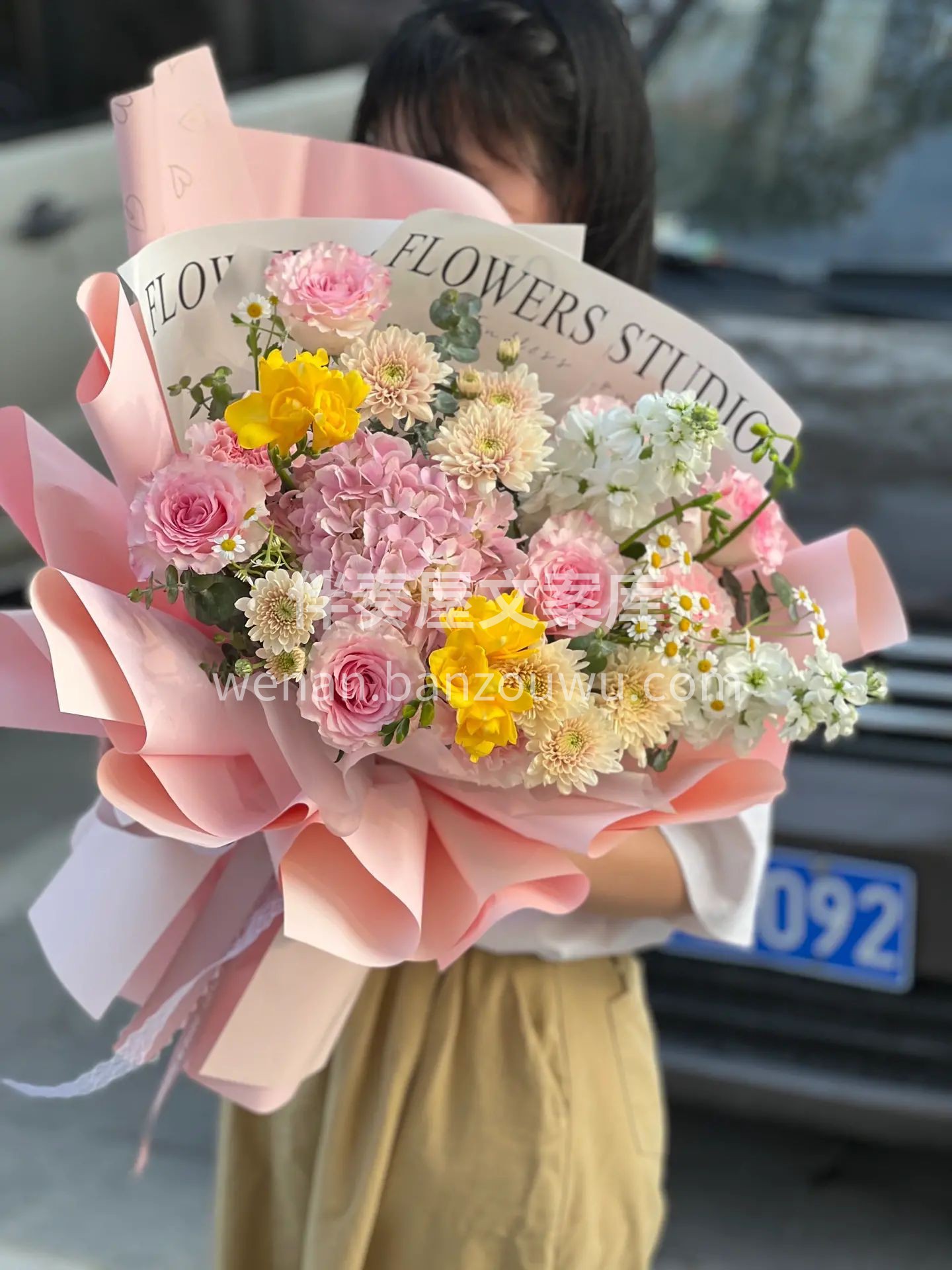 洛神粉色绣球花束 超级符合大众审美 温温 配图3