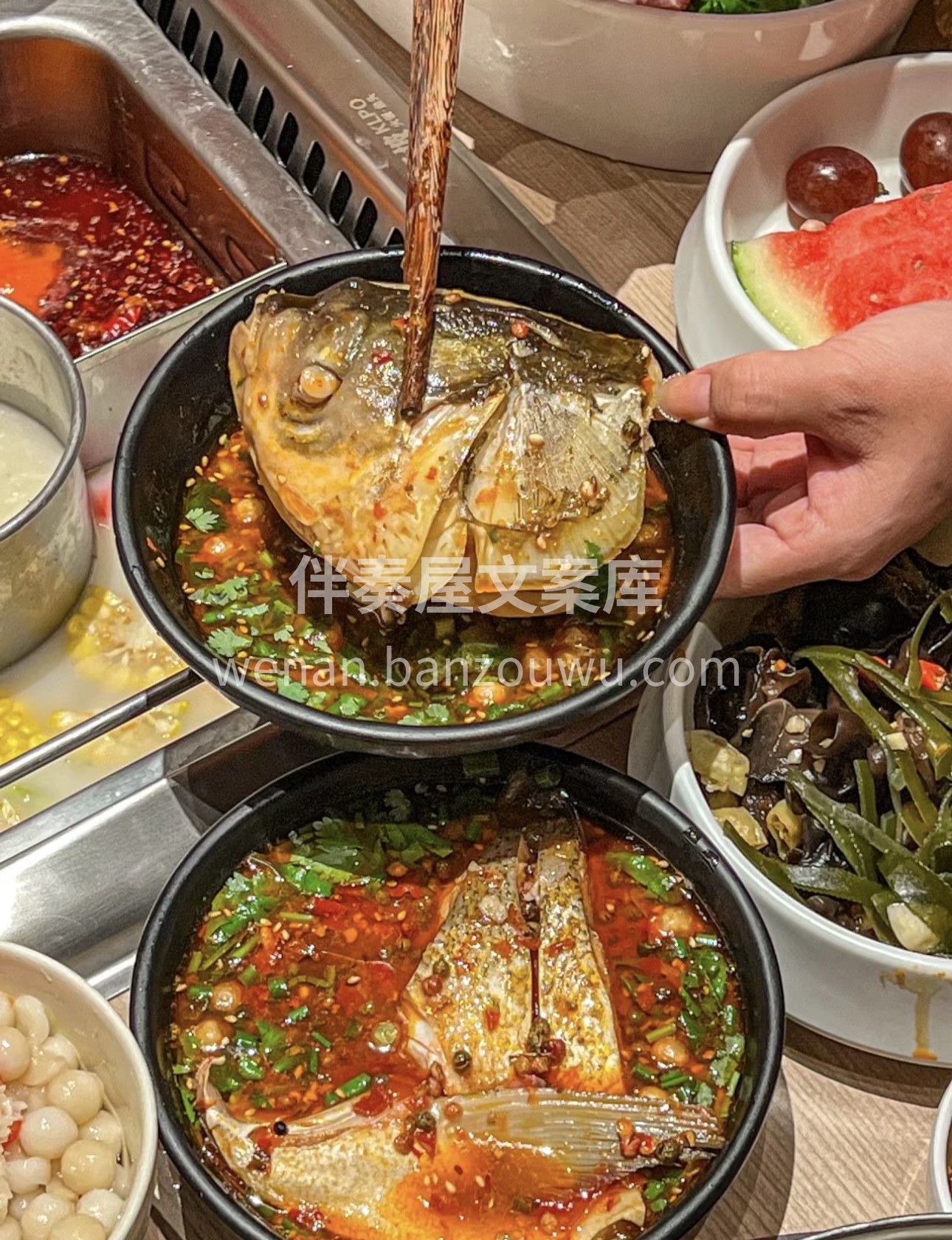 鱼头火锅，鲜香开场。硕大肥美的鱼头，在热 配图2