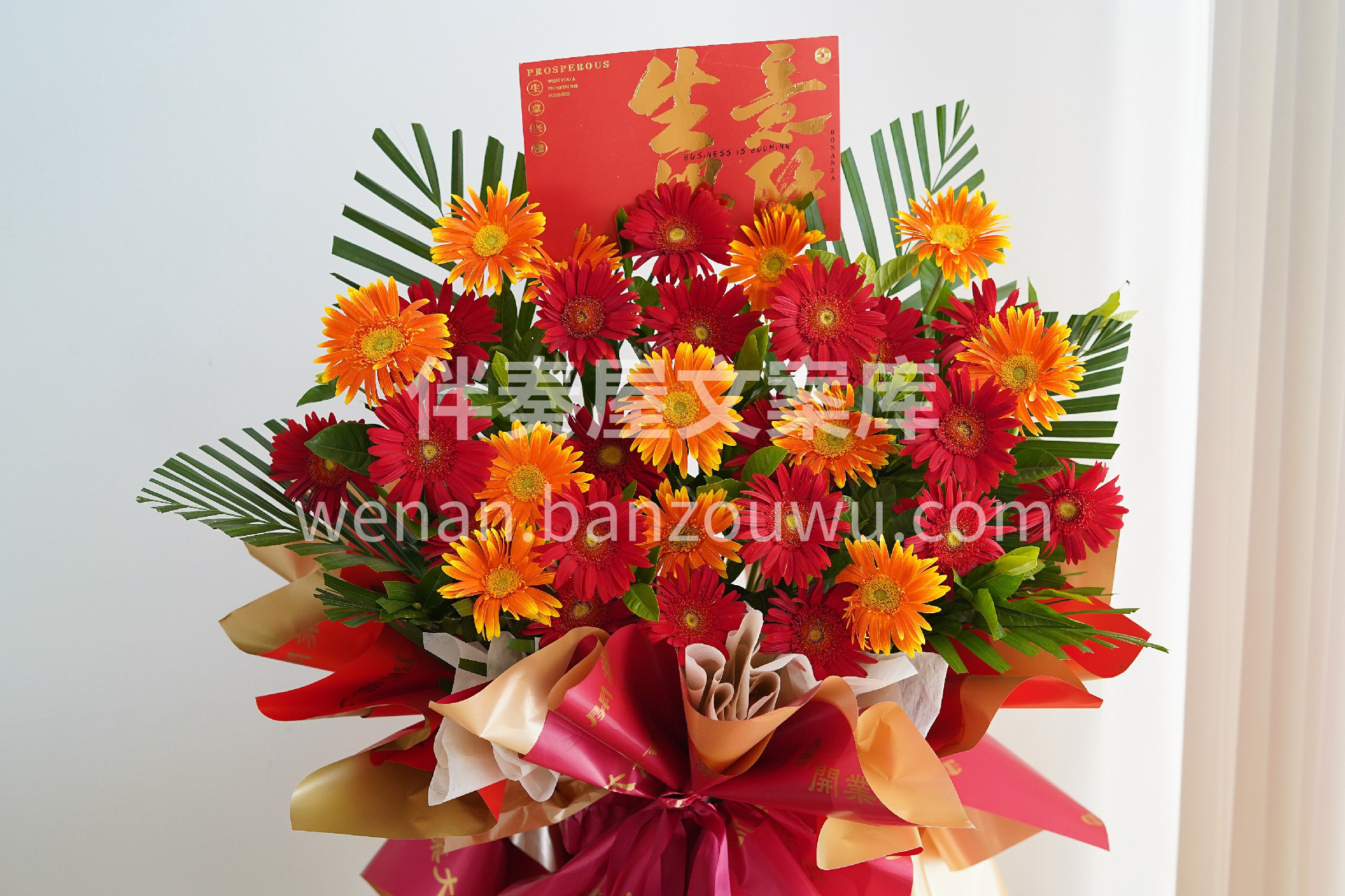 红橙色系开业花篮🌸 热情洋溢的非洲菊组合 ❤🧡红橙交错 像极 配图1