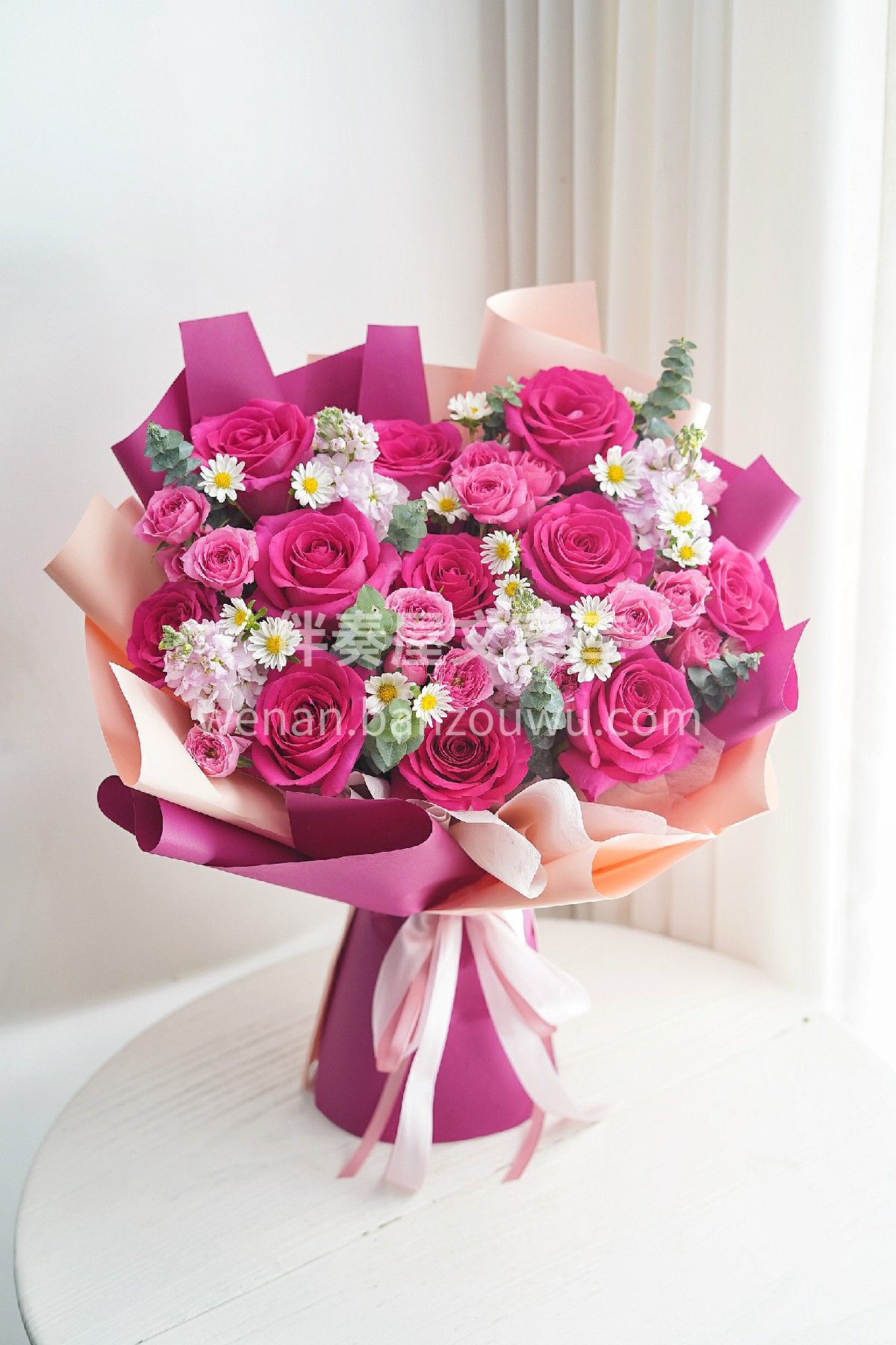 弗洛伊德混搭花束💐 玫红的玫瑰💕是浪漫的 配图1