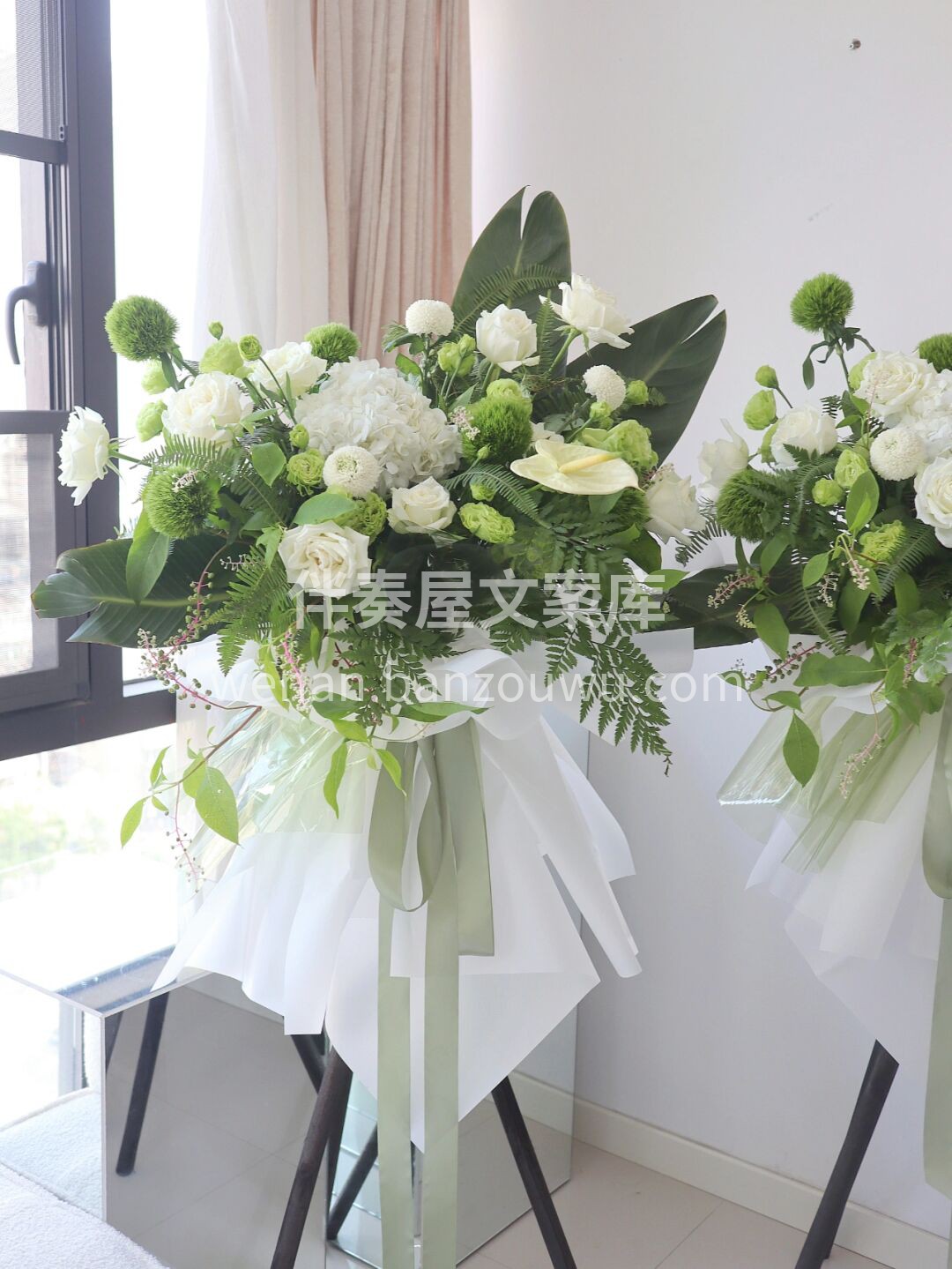客订开业花篮~ 化繁为简的白绿色系、没有 配图3