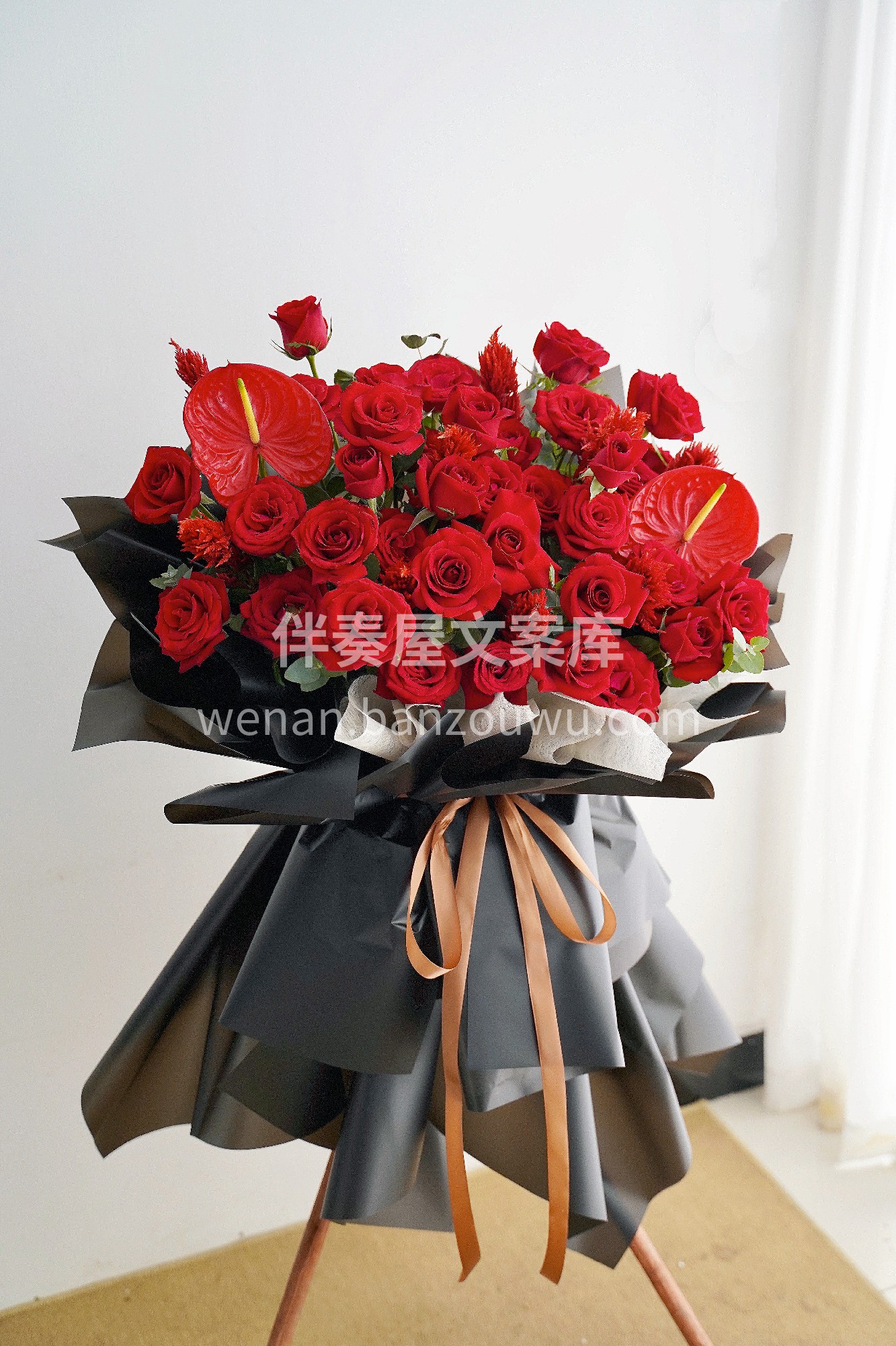 红玫瑰款开业花篮~ 开业红色还是老板们中 配图1
