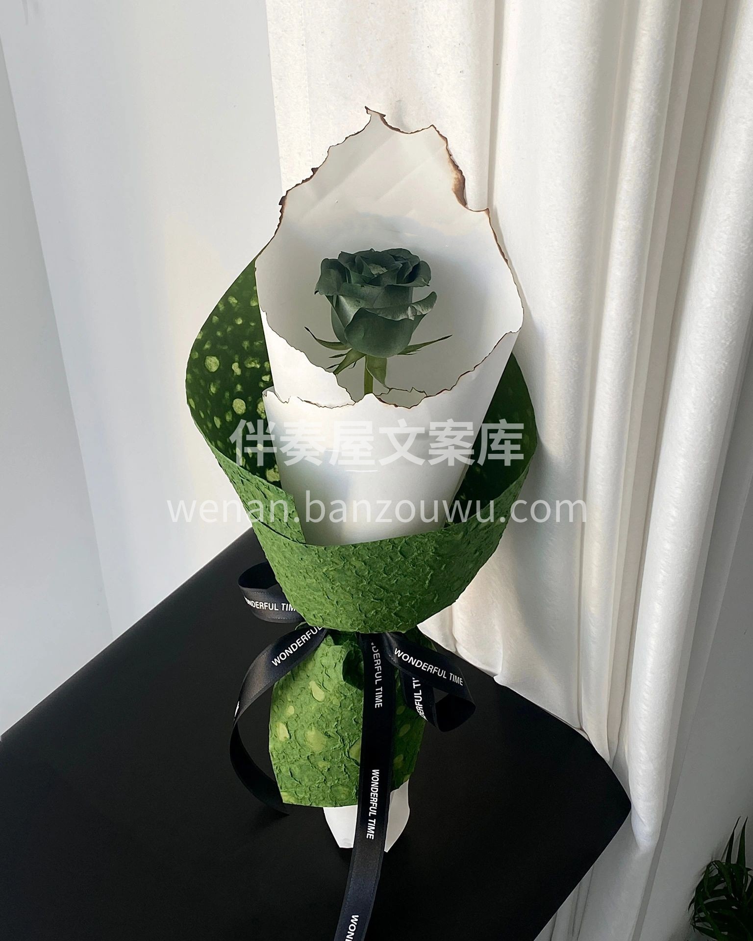 烧边苏格兰绿玫瑰花束 与众不同的苏格兰绿 配图2