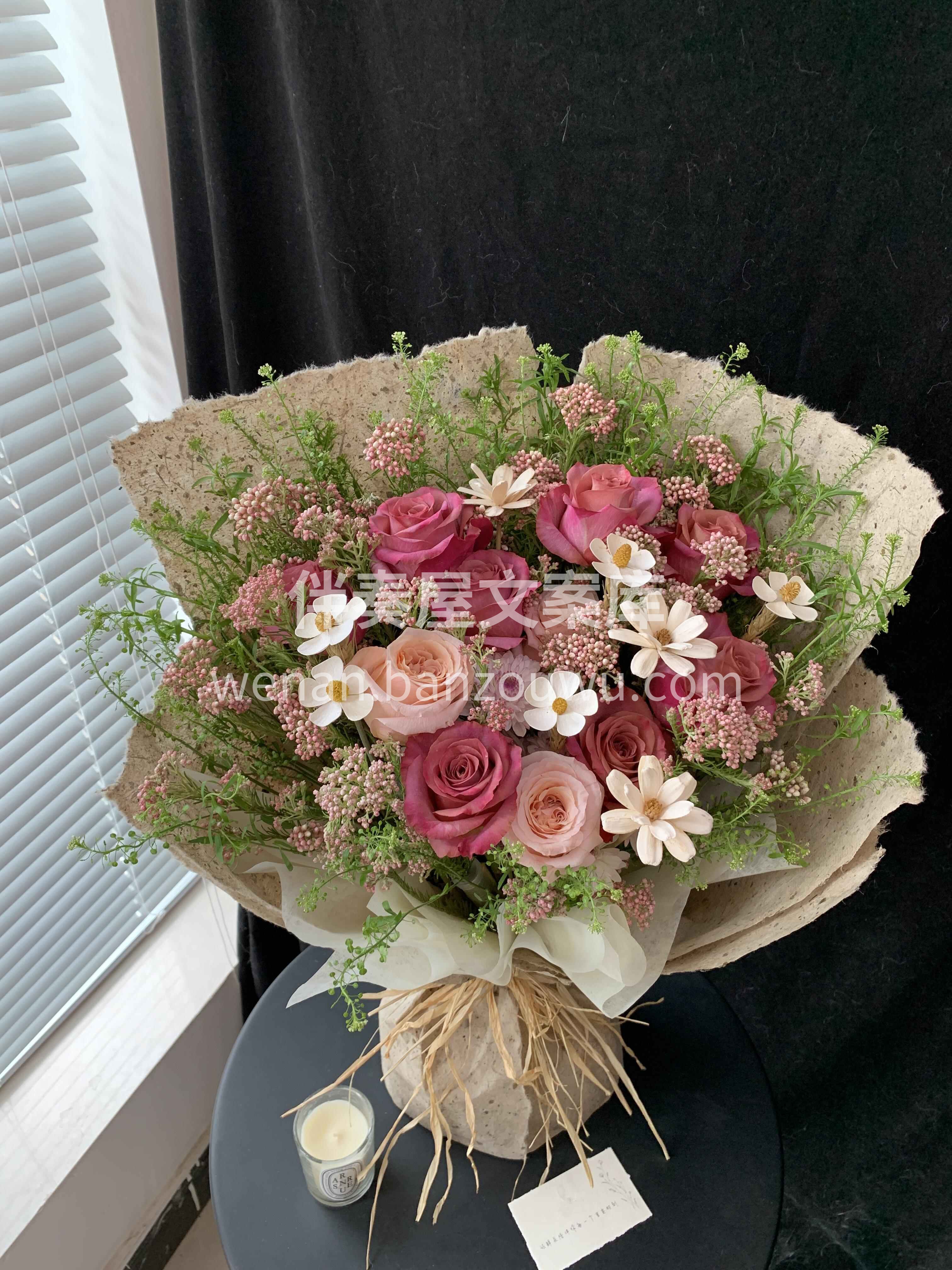 调香师玫瑰花束💐💐 高级复古锈色豆沙粉💗 满满复古氛围感 花 配图1