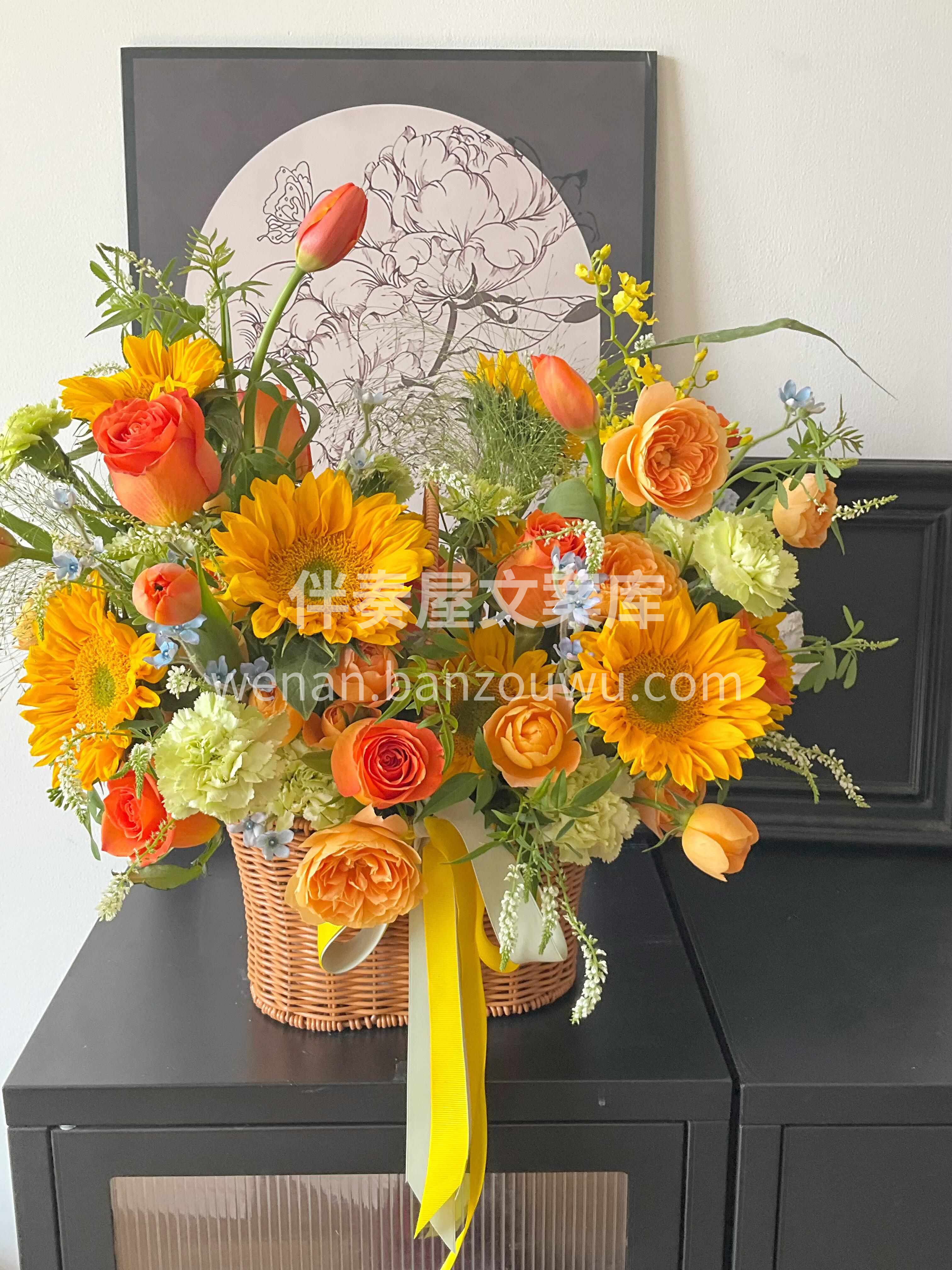 绿心向日葵手提花篮🌼🌼 向日葵☀☀告诉我 只要面对阳光🌼努力 配图3